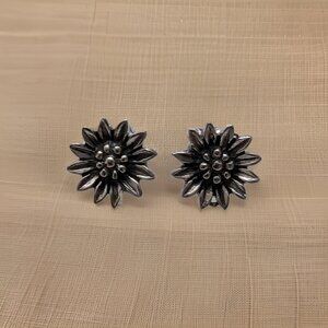 Brand New 925 Solid Sterling Silver Stud Post Sunflower Sun Flower Earrings